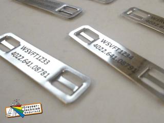 RVS tywrap houder met laser opdruk, afmeting 44x9,5mm 